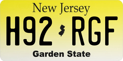 NJ license plate H92RGF