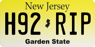 NJ license plate H92RIP