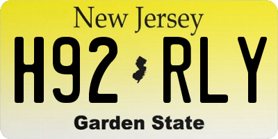 NJ license plate H92RLY