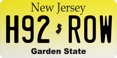 NJ license plate H92ROW