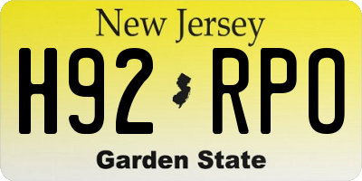 NJ license plate H92RPO