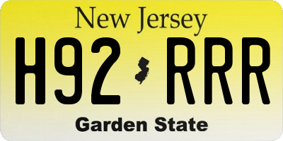 NJ license plate H92RRR
