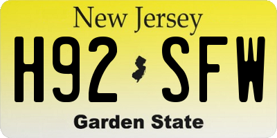 NJ license plate H92SFW