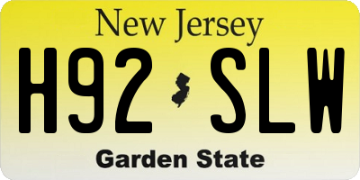 NJ license plate H92SLW