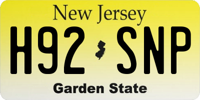NJ license plate H92SNP