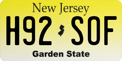 NJ license plate H92SOF