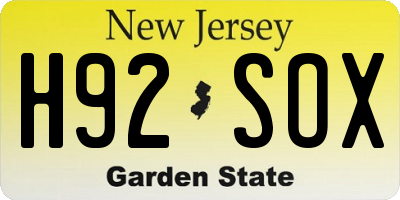 NJ license plate H92SOX