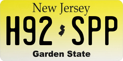 NJ license plate H92SPP
