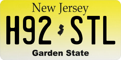 NJ license plate H92STL