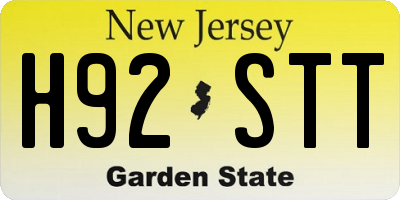 NJ license plate H92STT