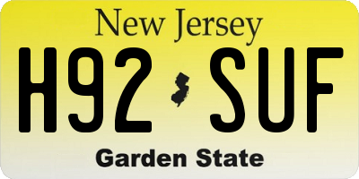 NJ license plate H92SUF