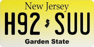 NJ license plate H92SUU