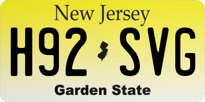 NJ license plate H92SVG