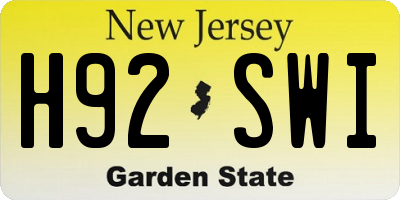 NJ license plate H92SWI