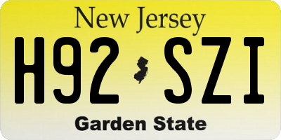 NJ license plate H92SZI