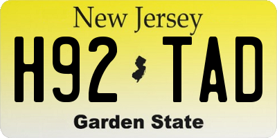 NJ license plate H92TAD