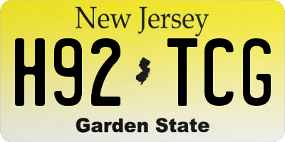 NJ license plate H92TCG