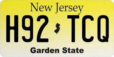 NJ license plate H92TCQ