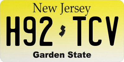 NJ license plate H92TCV