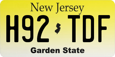 NJ license plate H92TDF