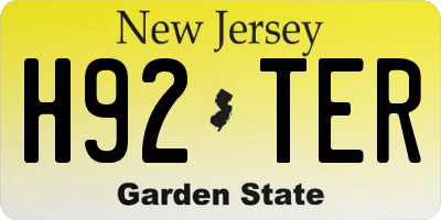 NJ license plate H92TER
