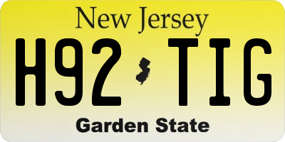 NJ license plate H92TIG