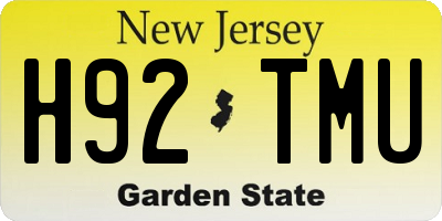 NJ license plate H92TMU