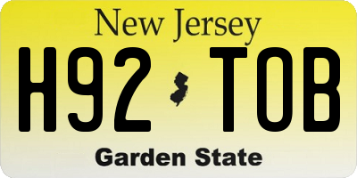NJ license plate H92TOB