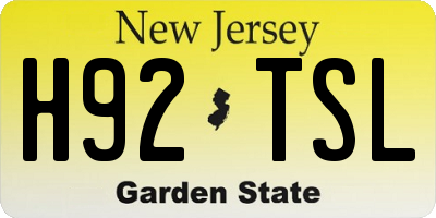 NJ license plate H92TSL