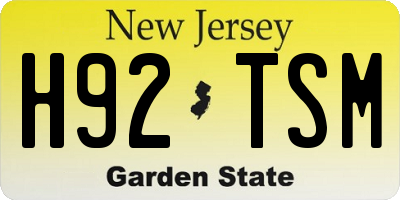NJ license plate H92TSM