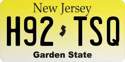 NJ license plate H92TSQ