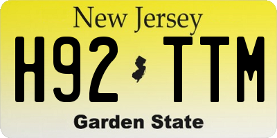 NJ license plate H92TTM