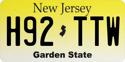 NJ license plate H92TTW