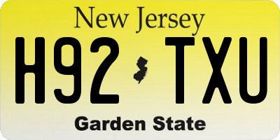 NJ license plate H92TXU