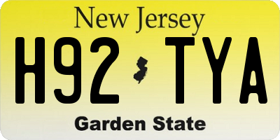 NJ license plate H92TYA