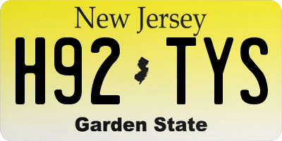 NJ license plate H92TYS