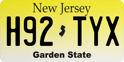 NJ license plate H92TYX