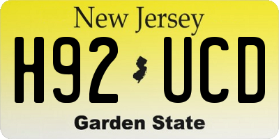 NJ license plate H92UCD