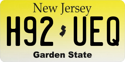NJ license plate H92UEQ