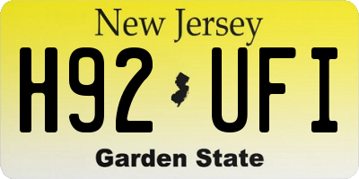 NJ license plate H92UFI