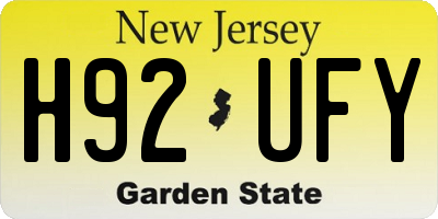 NJ license plate H92UFY