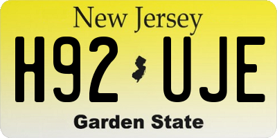 NJ license plate H92UJE