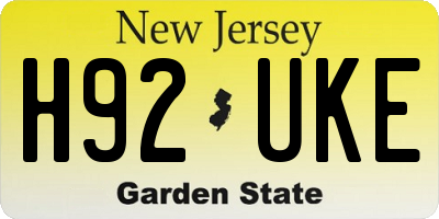 NJ license plate H92UKE