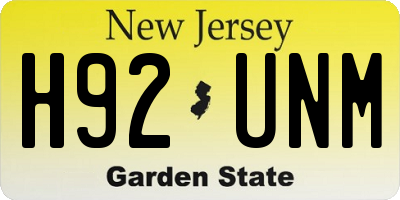 NJ license plate H92UNM
