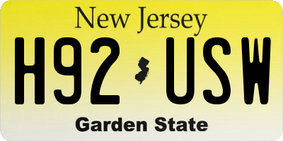 NJ license plate H92USW