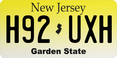 NJ license plate H92UXH