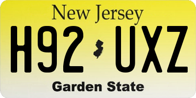 NJ license plate H92UXZ