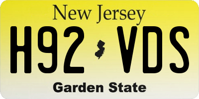 NJ license plate H92VDS