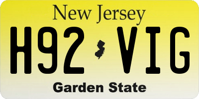 NJ license plate H92VIG