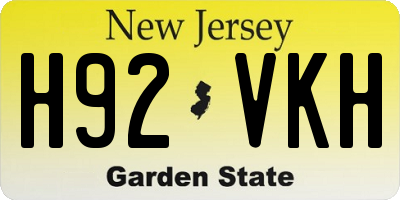 NJ license plate H92VKH